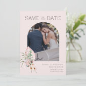 Faire-part de date de mariage à l'arche de palmier (Debout devant)