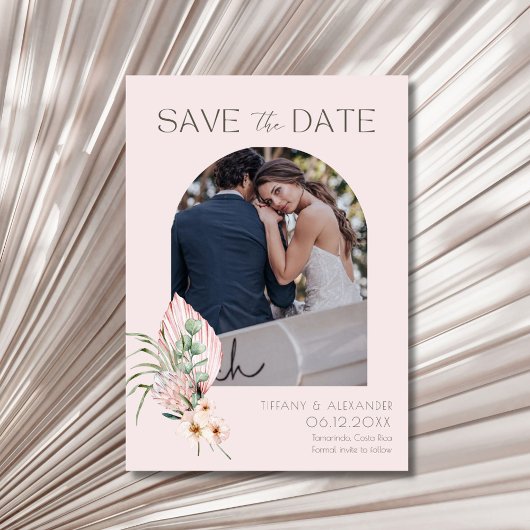 Faire-part de date de mariage à l'arche de palmier