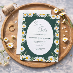 Faire-Part de Date de Mariage à Motif Floral Vert 