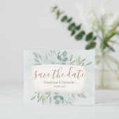 Faire-part de date de mariage à thème botanique ve (Debout devant)