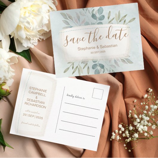Faire-part de date de mariage à thème botanique ve