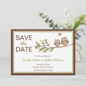 Faire-part de date de mariage avec de mignons hibo (Debout devant)