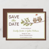 Faire-part de date de mariage avec de mignons hibo (Devant / Derrière)