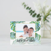 Faire-Part de Date de Mariage avec Photo de Feuill (Debout devant)