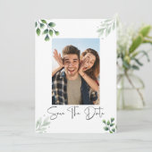 Faire-part de date de mariage avec photo de verdur (Debout devant)