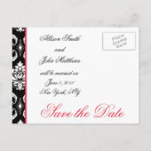 Faire-part de date de mariage avec photo en damas (Dos)