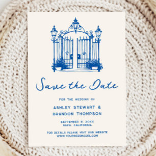 Faire-part de date de mariage Campagne Bleue Franç