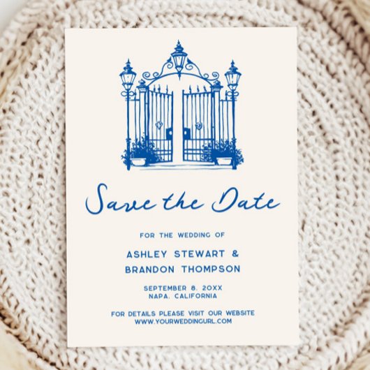 Faire-part de date de mariage Campagne Bleue Franç