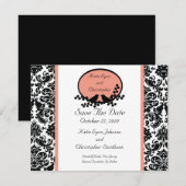 Faire-part de date de mariage Damask & Birds (Devant / Derrière)