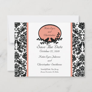Faire-part de date de mariage Damask & Birds