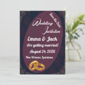 Faire-part de date de mariage élégants en or (Debout devant)