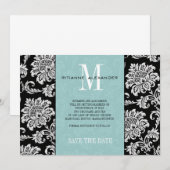 Faire-part de date de mariage en monogramme damass (Devant / Derrière)
