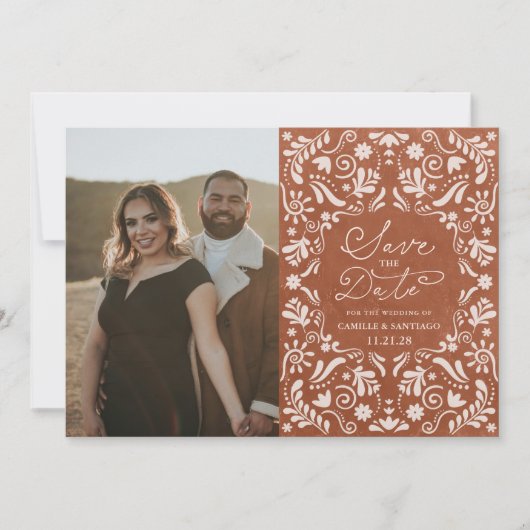 Faire-part de date de mariage en terre cuite avec  (Devant)