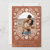 Faire-part de date de mariage en terre cuite rusti (Devant)