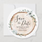 Faire-part de date de mariage en tranche de bois r (Devant)
