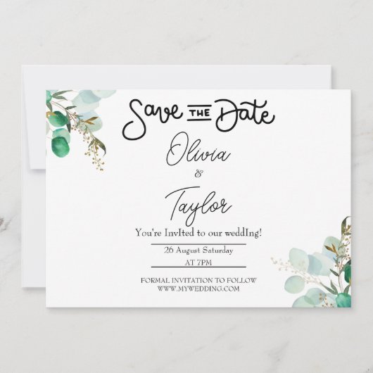 Faire-Part de Date de Mariage Fantaisiste à la Ver (Devant)