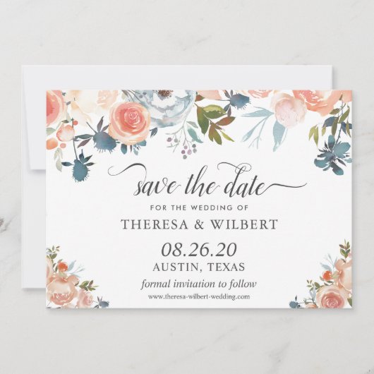 Faire-part de date de mariage Floral Automne Rusti (Devant)