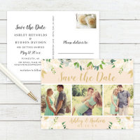 Faire-part de date de mariage Floral Rose Gold