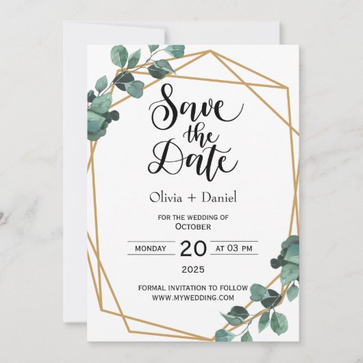 Faire-part de date de mariage fuite végétation (Devant)