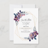 Faire-part de date de mariage géométrique violet f (Devant)