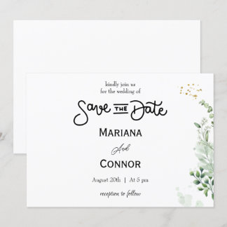 Faire-Part de Date de Mariage Minimaliste à la Vég