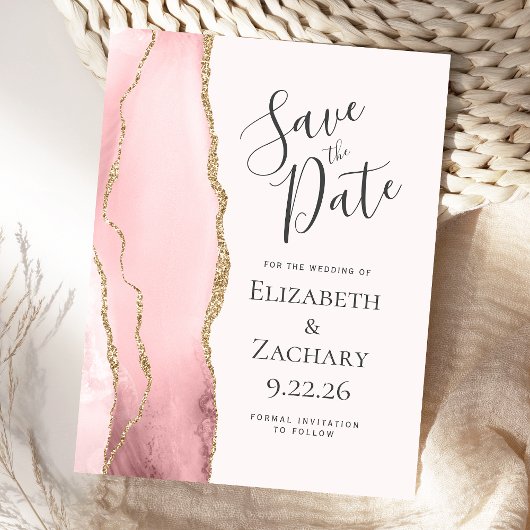 Faire-part de date de mariage moderne Agate Blush
