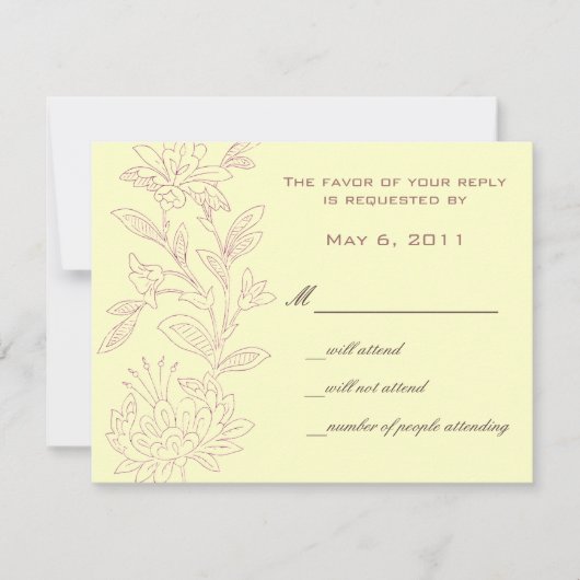 Faire-part de date de mariage Nature/Rose (Devant)