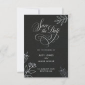 faire-part de date de mariage noir et blanc formel (Devant)