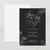 faire-part de date de mariage noir et blanc formel (Devant / Derrière)