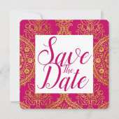 Faire-Part de Date de Mariage Orné d'Or (Devant)