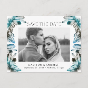 Faire-part de date de mariage photo cristal aquare