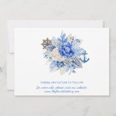 Faire-part de date de mariage photo floral bleu po (Dos)