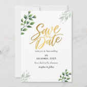 Faire-part de date de mariage romantique à la verd (Devant)