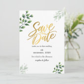 Faire-part de date de mariage romantique à la verd (Debout devant)