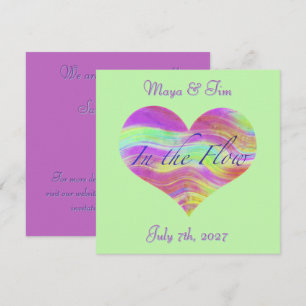 Faire-part de date de mariage rose et vert