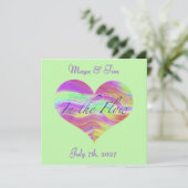 Faire-part de date de mariage rose et vert (Debout devant)