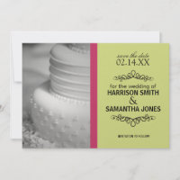 Faire-part de date de mariage rose et vert citron