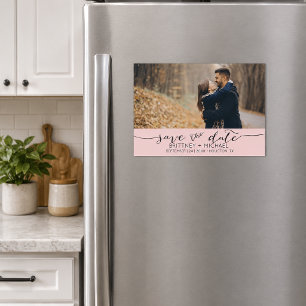 Faire-part de date de mariage rose poudré avec pho