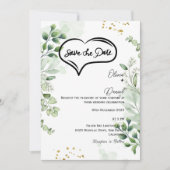 Faire-part de date de mariage rustique avec verdur (Devant)