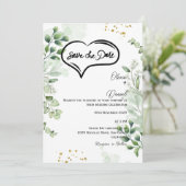 Faire-part de date de mariage rustique avec verdur (Debout devant)