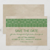 Faire-part de date de mariage Rustique Vert (Devant / Derrière)