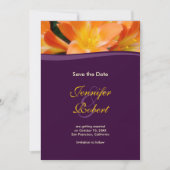 Faire-part de date de mariage violet et orange (Devant)