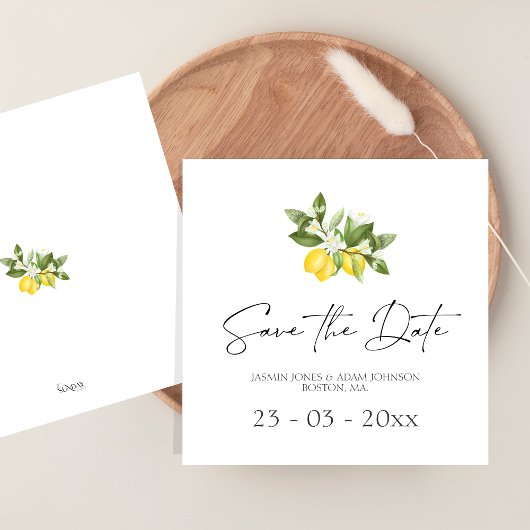 Faire-part de date de Minimal Lemon Greenery