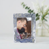 Faire-part de date de Rustic Winter Snow Barn Wood (Debout devant)