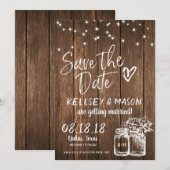 Faire-part de date de Rustic Wood avec pots Mason  (Devant / Derrière)
