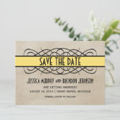 Faire-part de date de sauvegarde Bordure Jaune Flo (Debout devant)