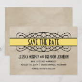 Faire-part de date de sauvegarde Bordure Jaune Flo (Devant / Derrière)