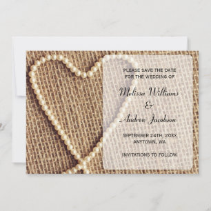 Faire-part de date de sauvegarde de coeur de perle