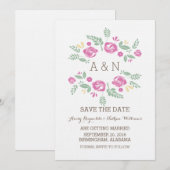 Faire-part de date de sauvegarde de monogramme flo (Devant / Derrière)