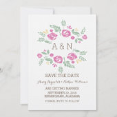 Faire-part de date de sauvegarde de monogramme flo (Devant)